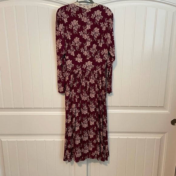 Vintage Westminster Lace burgundy floral prairie style dress size 6 - Picture 9 of 10